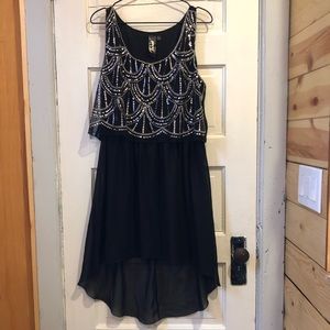 Trixxi Hi-Lo Black Dress w Silver Sequins
